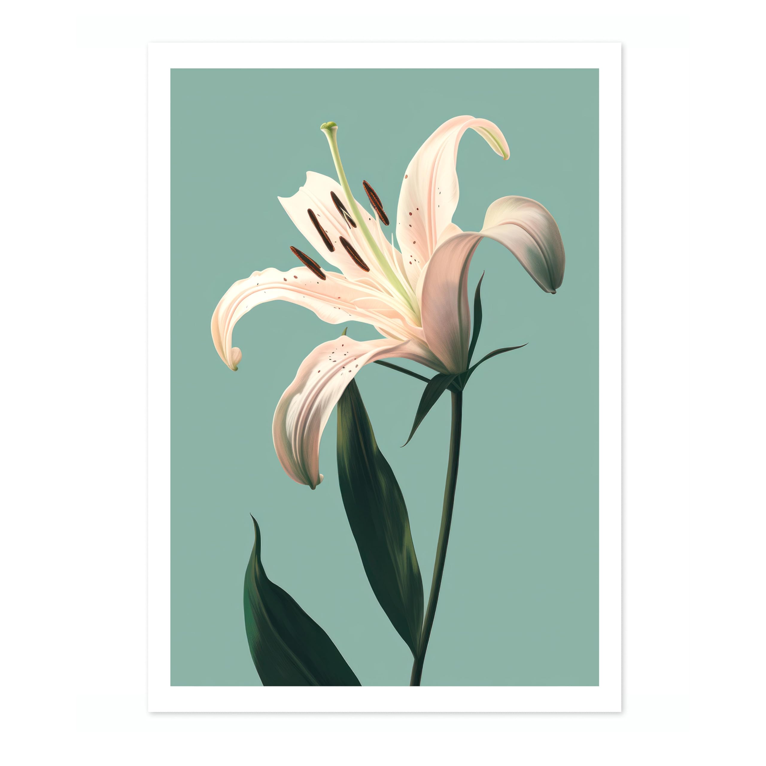 Lily Flower Poster, Colourful Floral Home Decor Wall Art, Abstract Colourful Minimalist Bedroom Artwork Gallery, Archival Matte, A1 (Print Only) - 84.1x59.4cm โ image 1
