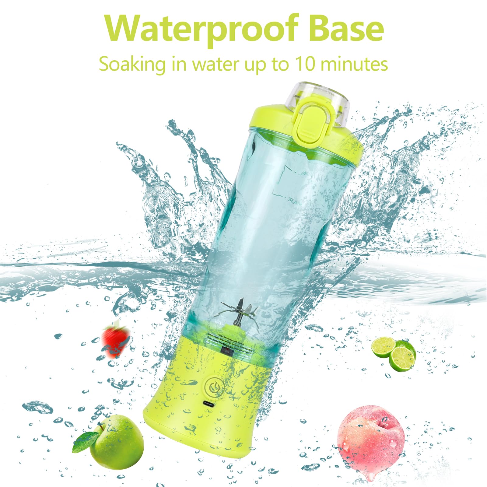 Dreamhigh Mikser Smoothie Maker, 600 ml, przenośny mikser do smoothie i shake'ów z 6 ostrzami, 4000 mAh, mini mikser może wycisnąć 25 filiżanek soku do biura, na kemping i w podróży (żółty)