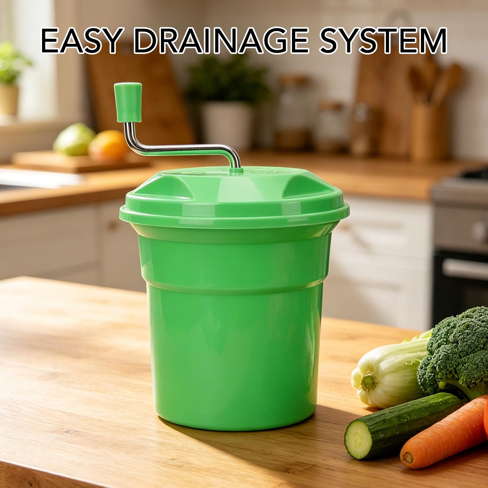 Generic Girador de Lechuga de 12 Litros de Gran Capacidad para Preparar Ensaladas de Forma Eficiente en Casa y en Restaurantes Verde