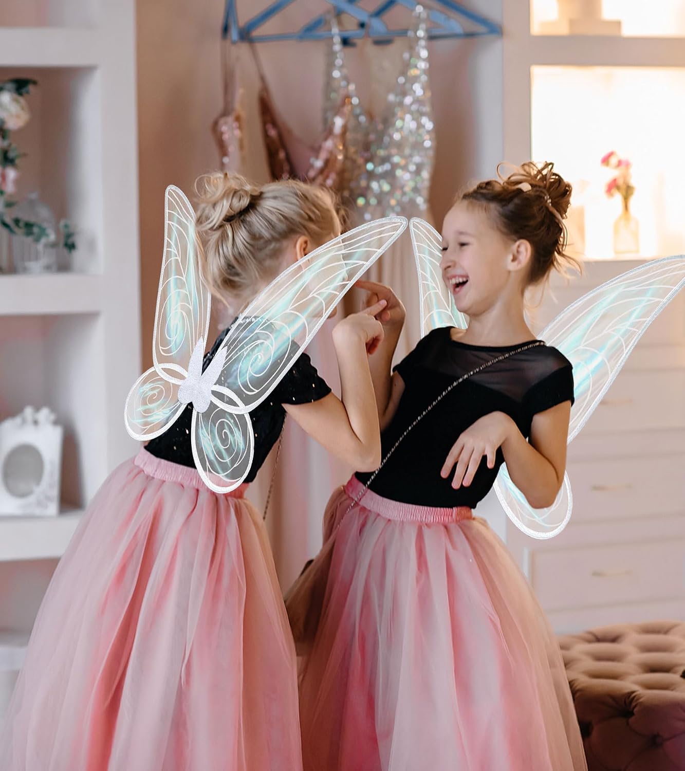 2 Pcs Fairy Wings Adult Women,Butterfly Wings and Wand,Fairy Wings Costume for Adults Girls Halloween Dress Up