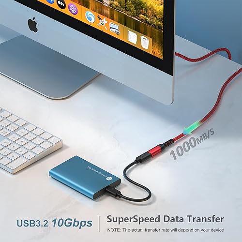 Miniatura 6 de OKRAY - Cable de extensión USB C, cable extensor USB-C macho a USB-C hembra, 100 W, carga rápida, 10 Gbps, transferencia tipo C, Thunderbolt 3,