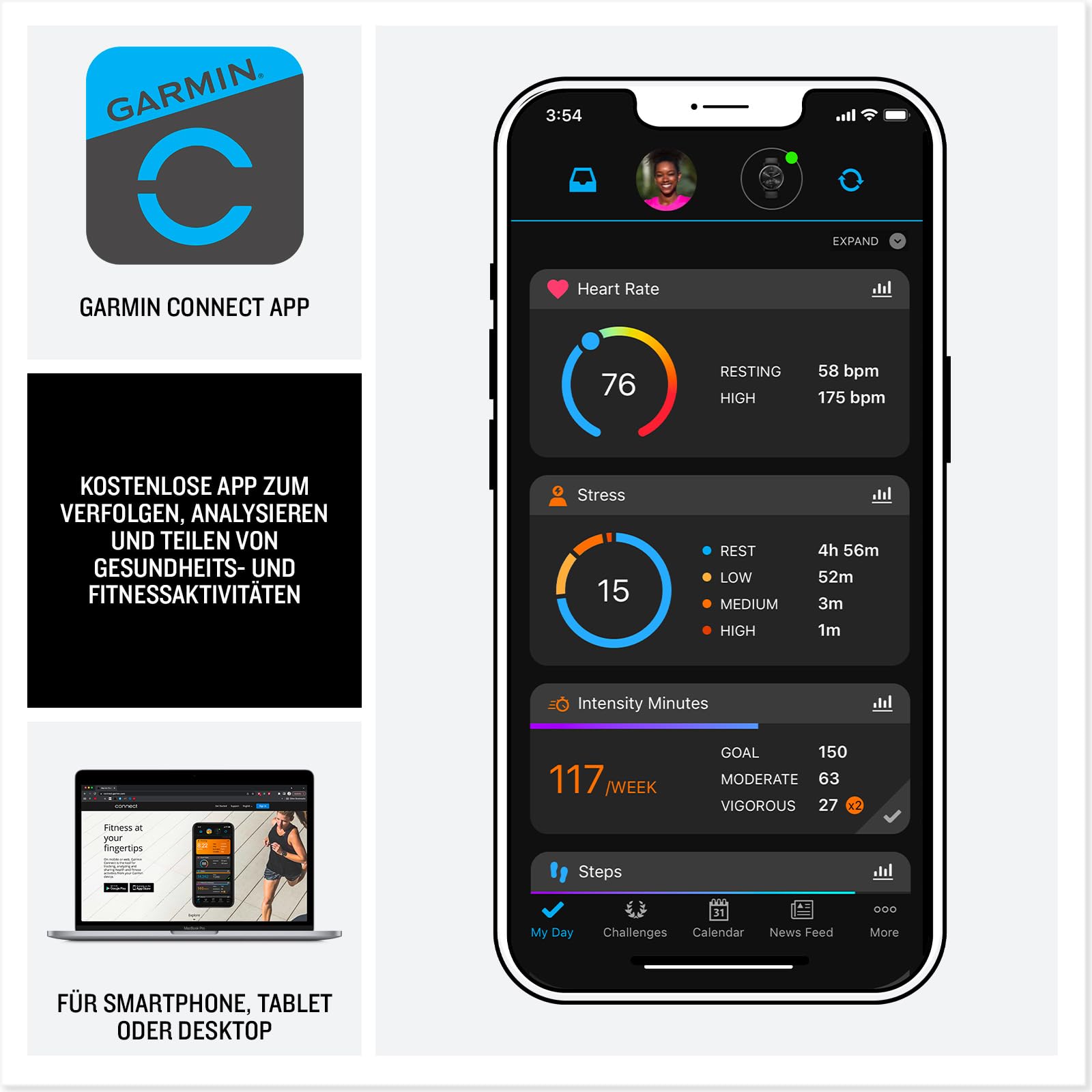 Garmin vívoactive 5, Smartwatch AMOLED 1,2", Cassa 42mm, Musica, Pay, +30 Sport, GPS, Cardio, Coach Sonno, Benefici Workout, Autonomia 11 giorni (Blue & Blue Metallic) (Ricondizionato)