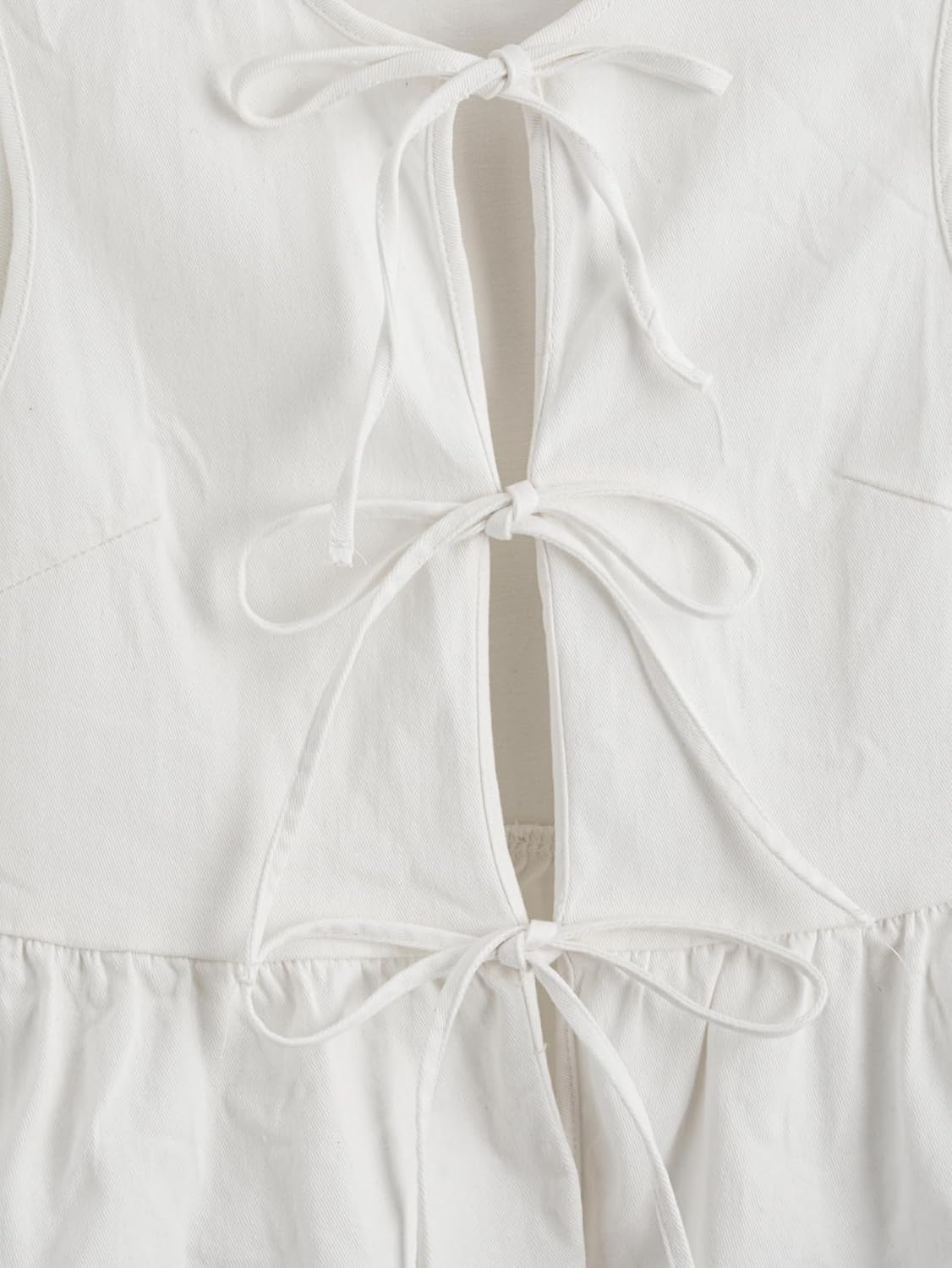 SHENHE Women's Y2k Tie Front Denim Vest V Neck Ruffle Hem Sleeveless Peplum Jean Top Shirt