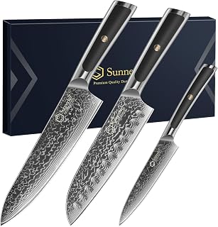 Sunnecko 3-Piece Damascus Chef Knife Set