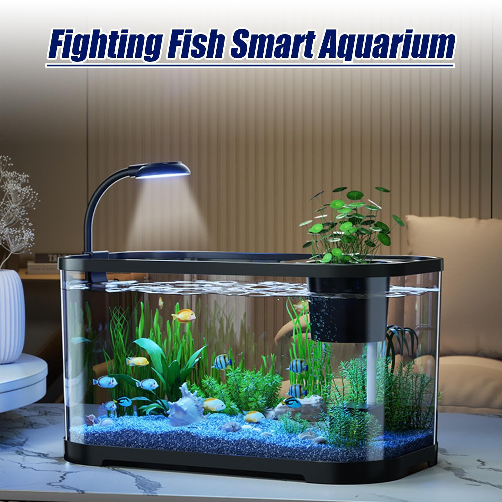 Kit de Acuario pequeño | Kit de pecera de Escritorio, Cuenco Decorativo silencioso para Animales acuáticos de, Acuario de Escritorio Transparente