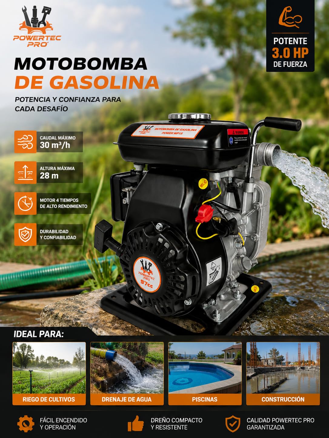 MOTOBOMBA DE AGUA PG15