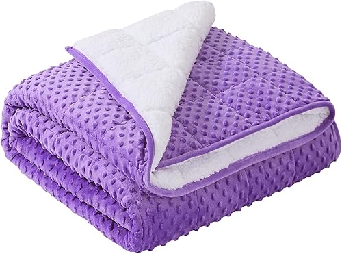 Satwip Manta con peso de 15 libras, color morado, acogedora y lanuda sherpa, ideal para dormir y calmar, manta de ropa de cama suave y cálida, 48 x