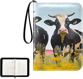 Kigai Funny Cows Card Binder 4-Pocket Trading Card Binder Game Card Collection Binder Album Holder with 50 Removable Sleeves Up to 400 Sports Cards