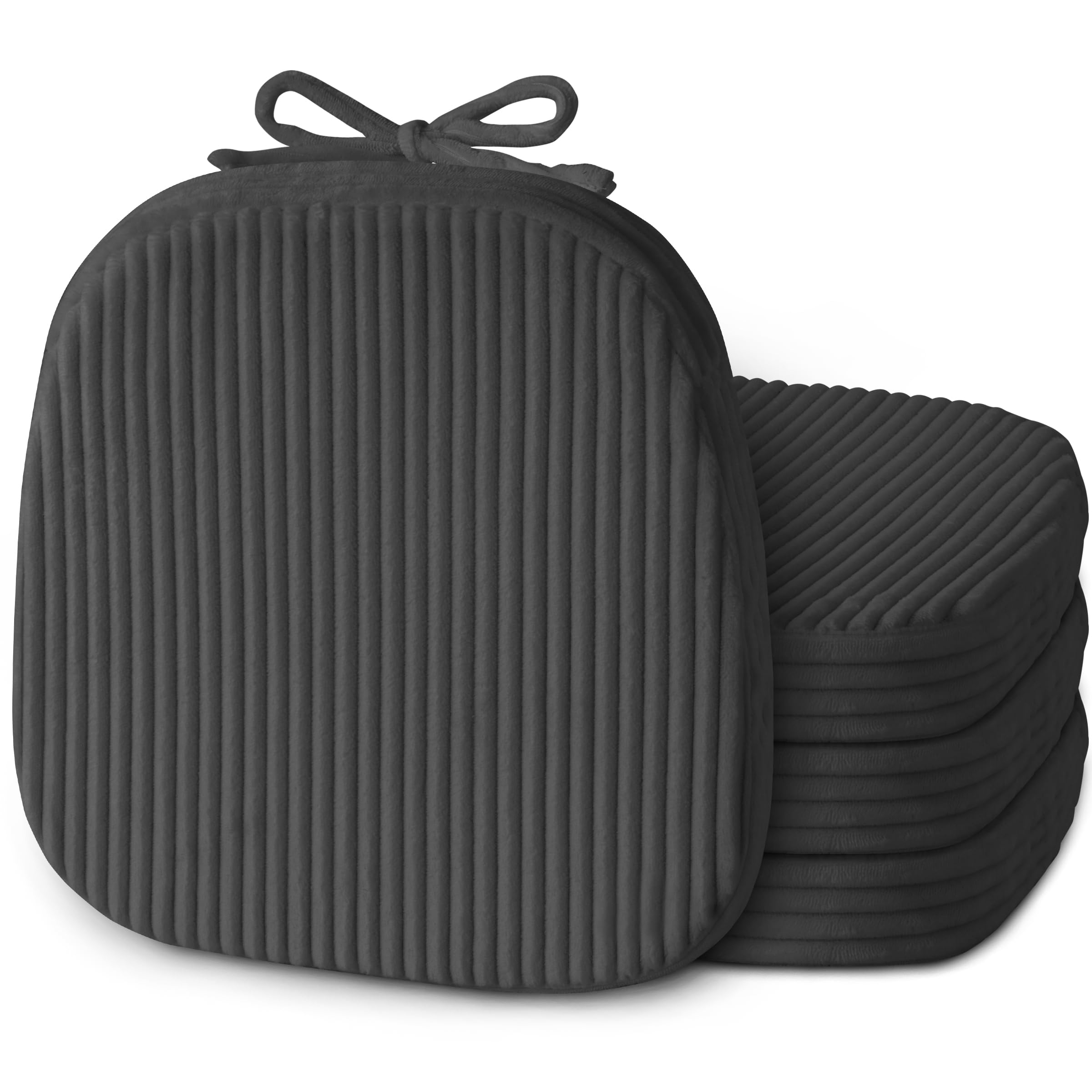 ZenComfy Corduroy Metal Chair Cushion Set of 4, 14"x14"x2" Dark Grey