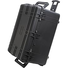 MEIJIA Portable Waterproof Protective Case,Hard Camera Case With Retractable Pull Handle And Rolling Wheels,Customizable Fit Foam Inserted,Elegant Black, 33.43"X28.39"X17.64"
