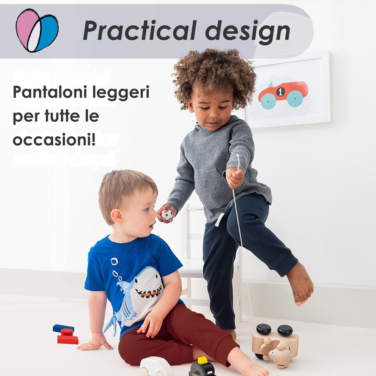 Lovjoy Pantaloni Jogger da Bambini – Pacco da 3 o 4 Colori - 1-4 Anni - qualità, Comfort, 100% Cotone con Elastico e Coulisse Regolabile