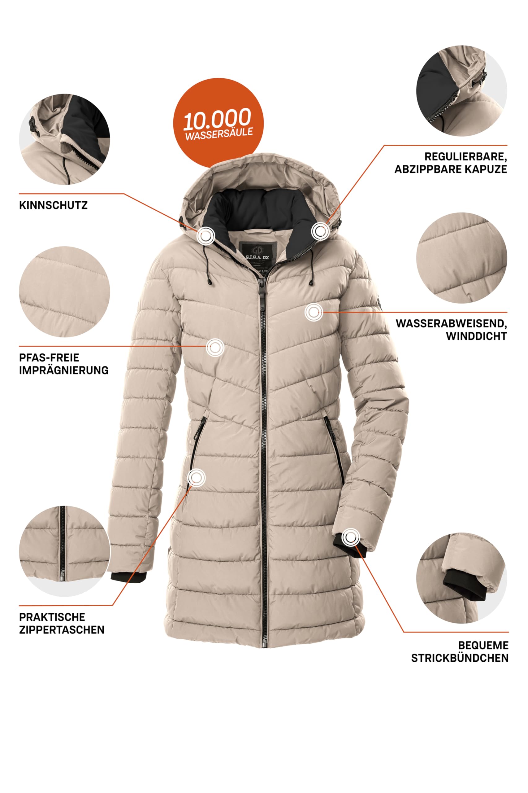 G.I.G.A. DX Gw 74 Wmn Qltd Prk Parka acolchada/parka funcional con aspecto de plumón y capucha con cremallera Mujer