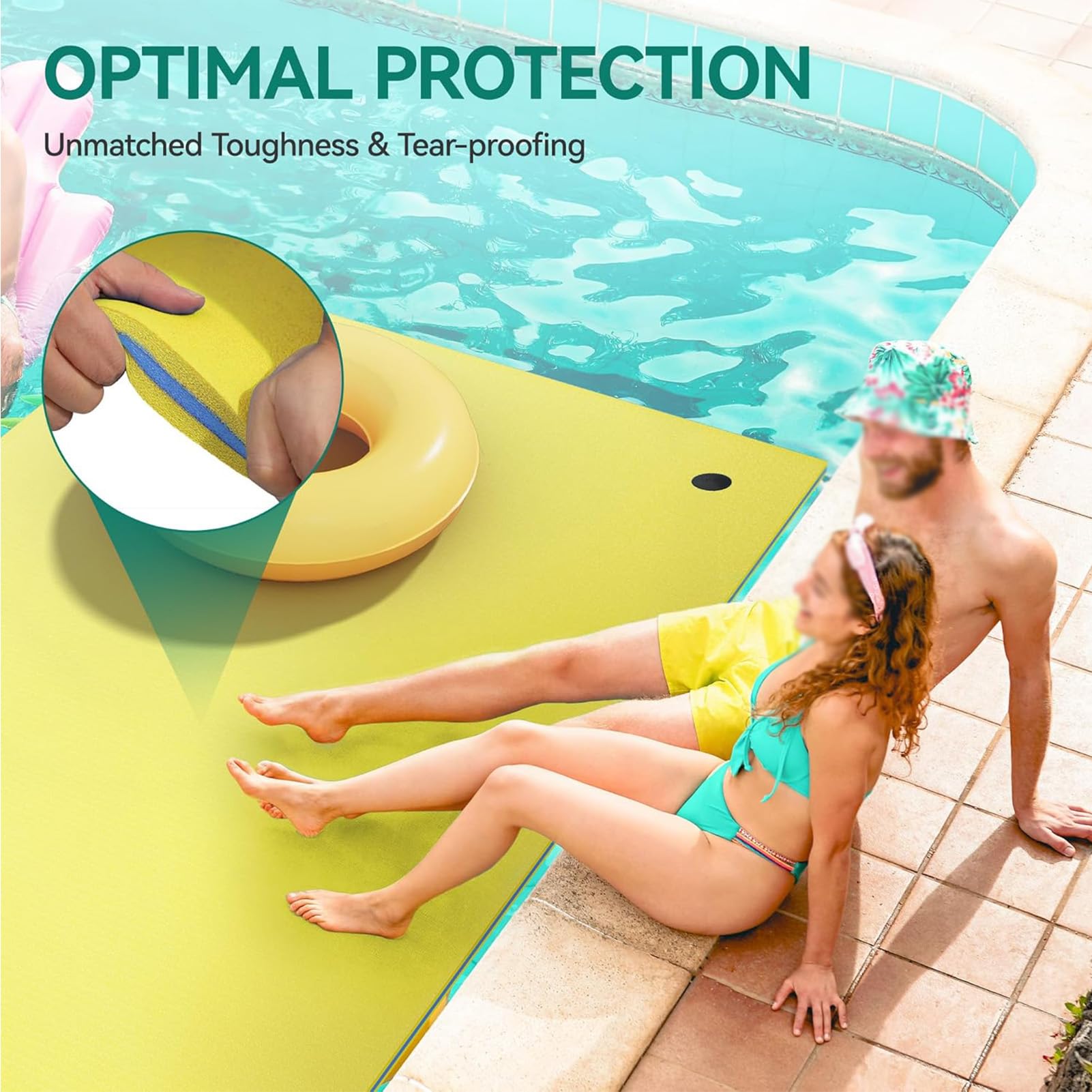 Tapis d'eau flottant en mousse pour piscine, lac et plage, idéal pour plusieurs utilisateurs, parfait pour les sports et activités nautiques, design durable et léger