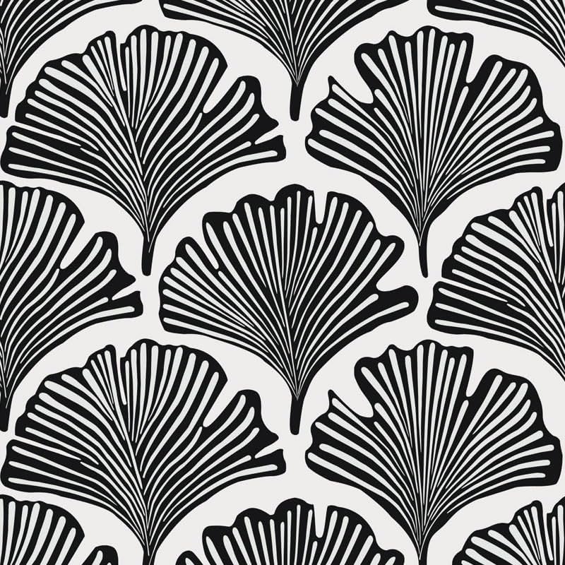 Miniatura 1 de Papel tapiz autoadhesivo para despegar y pegar, papel de pared de palma de plumas en blanco y negro, papel de contacto floral de vinilo