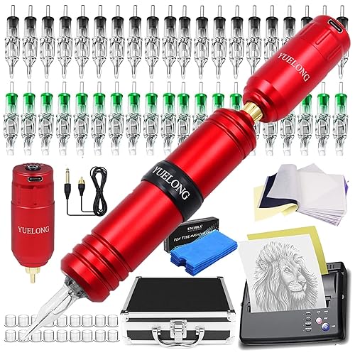 Kit de máquina inalámbrica Kit de máquina Yuelong con plantilla de transferencia, máquina de impresora RCA, batería de alimentación inalámbrica,