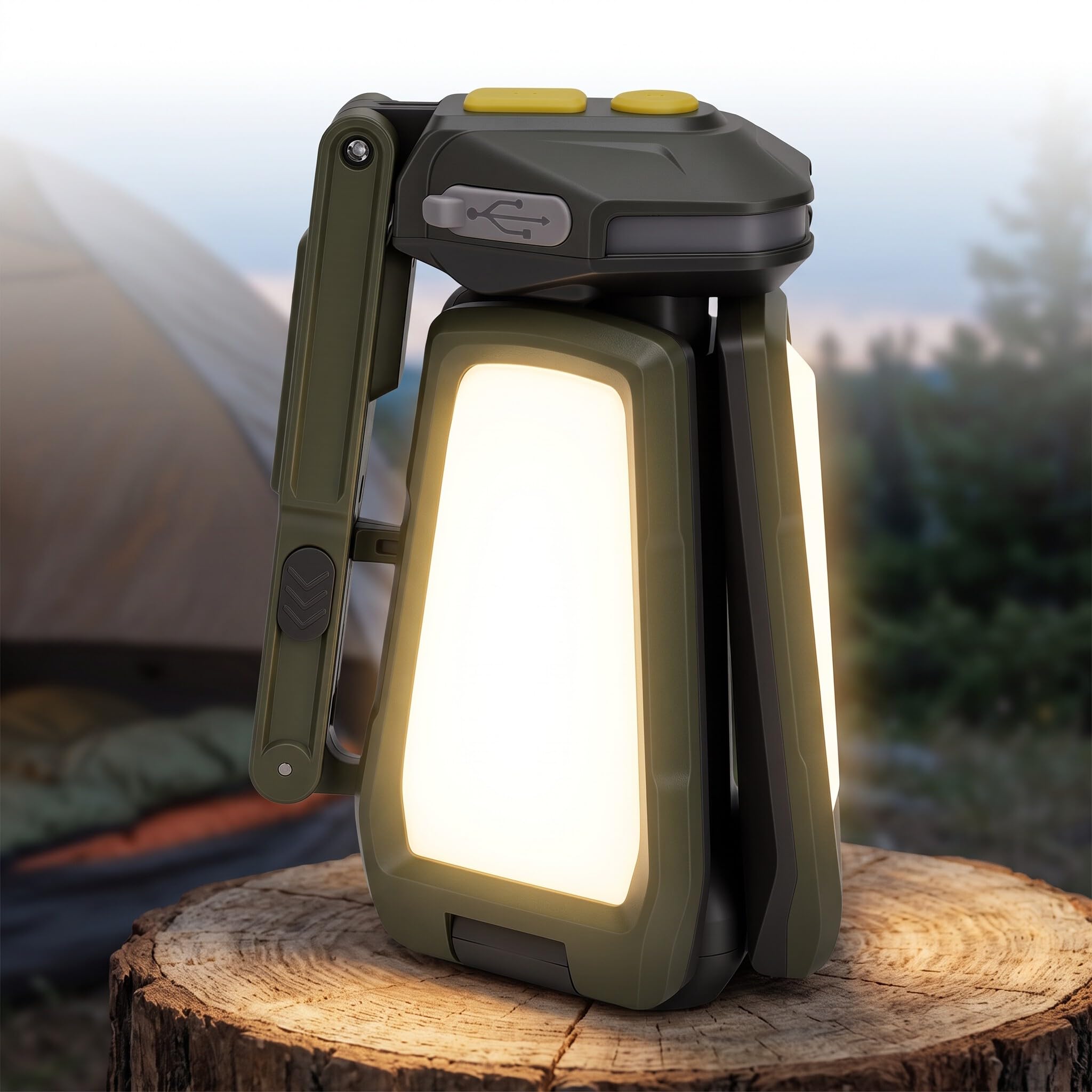 AMONIDA Linterna de Camping LED Recargable 2000 Lm (Linterna de camping | con Cabezal Ajustable con Inclinación de 160° Batería de 4000 MAh Base Magnética Impermeable IP54 para Emergencias de