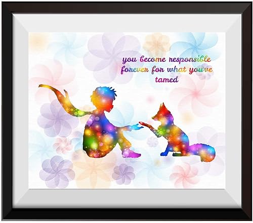 Miniatura 4 de Uhomate Juego de 4 piezas de lienzo con texto en inglés "The Little Prince" (El Principito Zorro, El Pequeño Príncipe, Zorro, El Pequeño Príncipe,