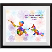 Uhomate The Little Prince Fox Le Petit Prince Little Prince Home Canvas Prints Wall Art Inspirational Quotes Wall Decor Living Room Bedroom Bathroom Artwork C087 13X19
