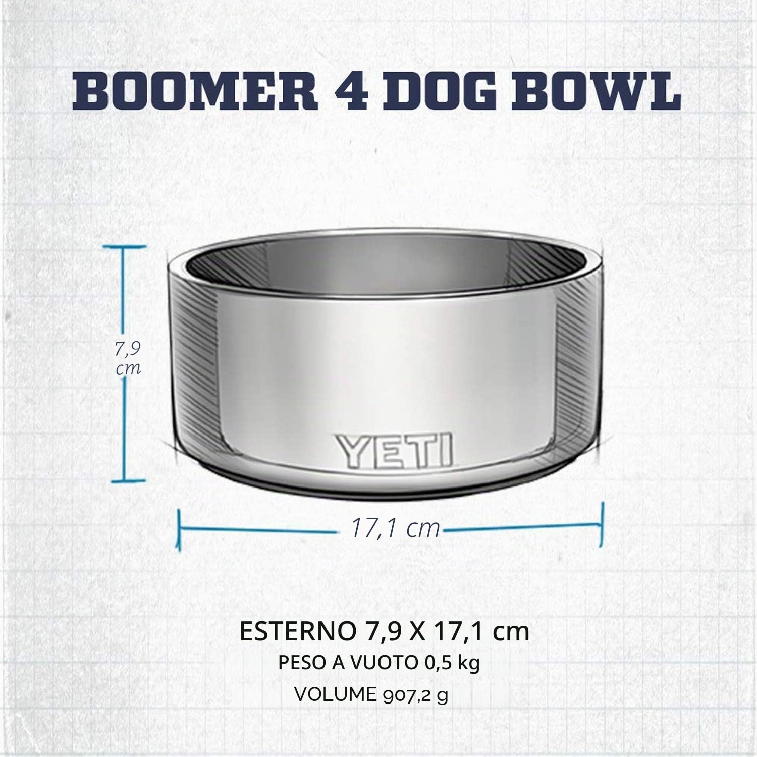 Yeti Boomer 4 Dog Bowl Navy One Size