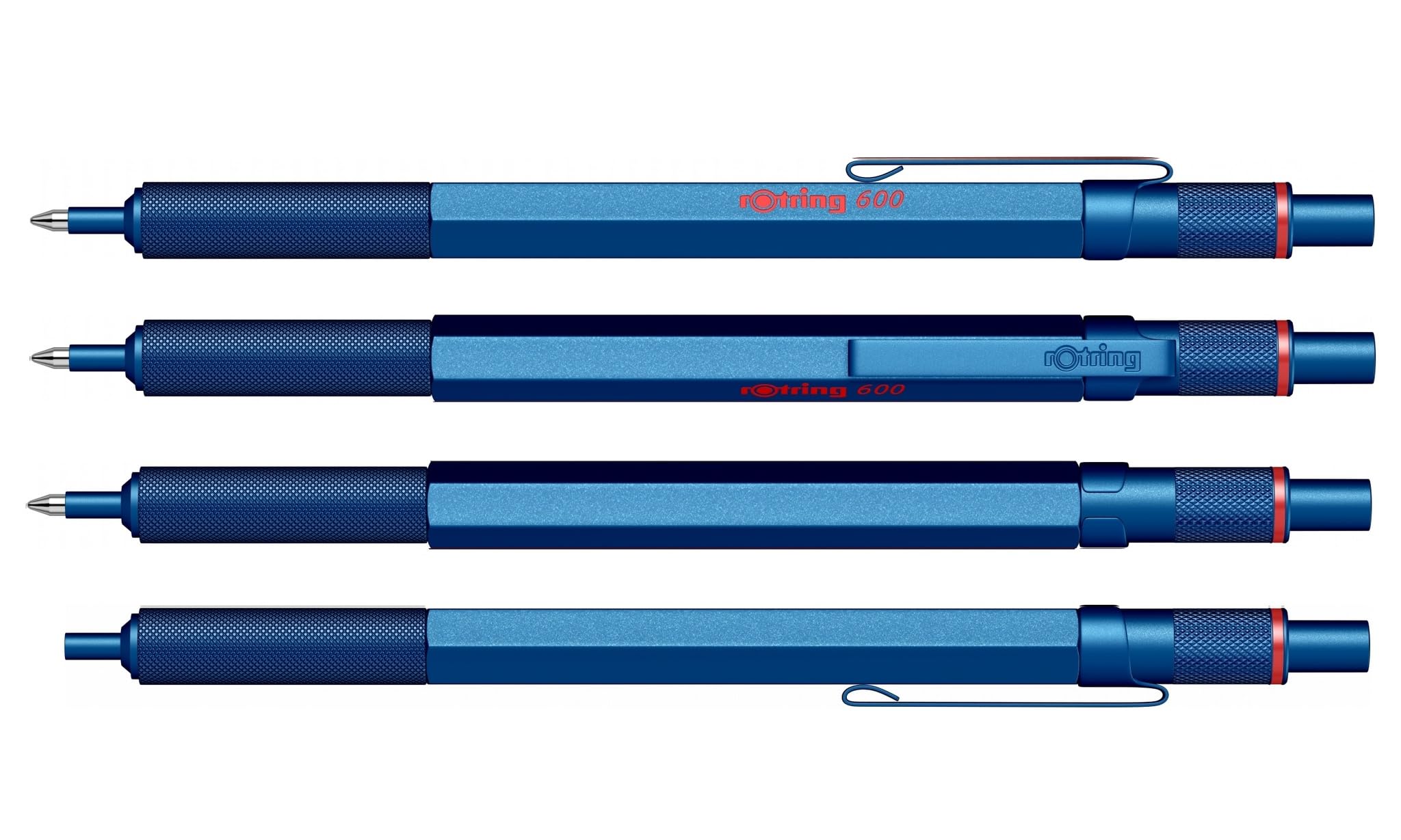 rOtring Set di 600 penne a sfera e portamine con incisione, set di scrittura in metallo di alta qualità, personalizzabile, con custodia, regalo per ufficio, studio e tecnica (blu)