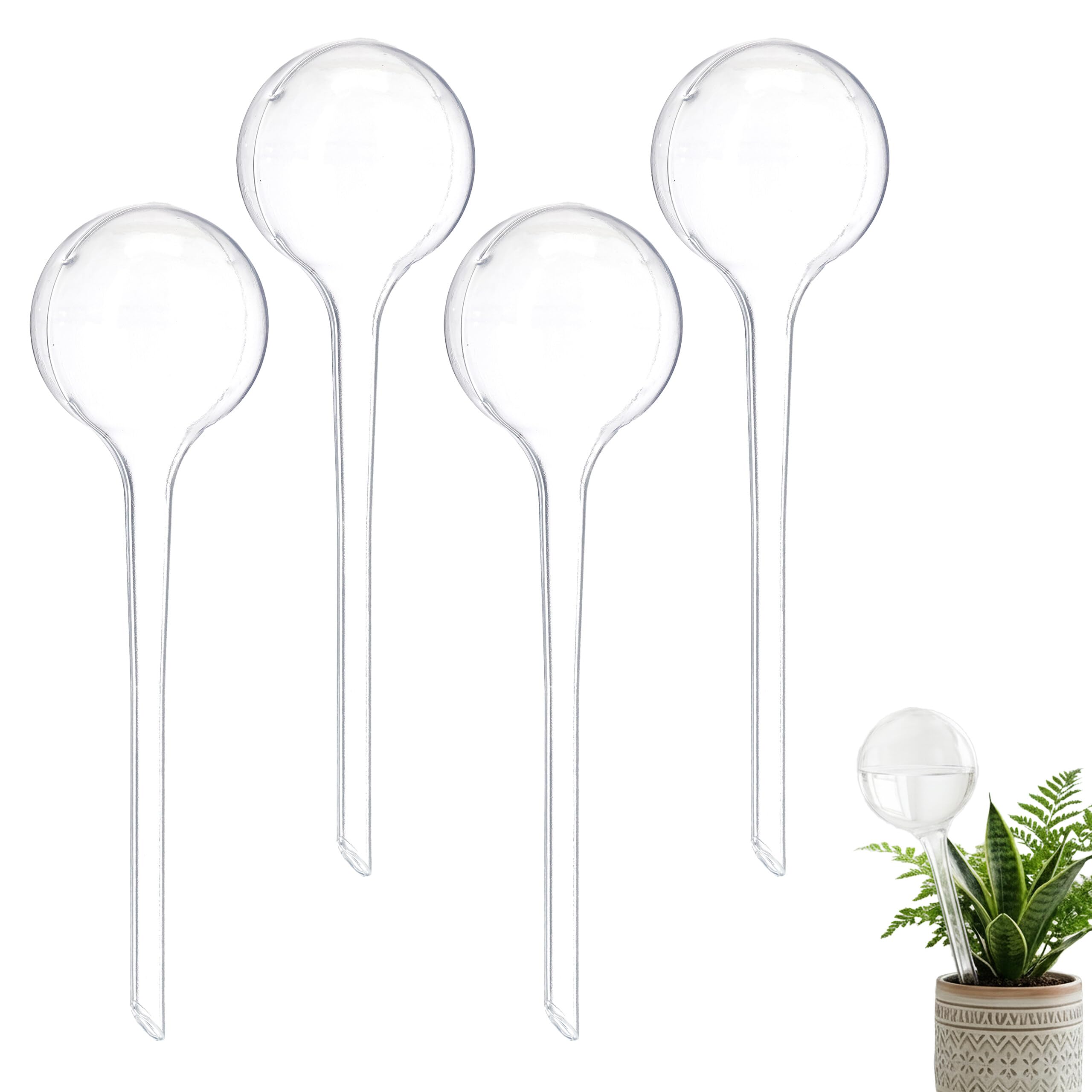 Relaxdays Transparent Watering Globes, Set Of 4, Regulated Irrigation, 2 Weeks, Pot Plants, Plastic Sphere, Bulb,