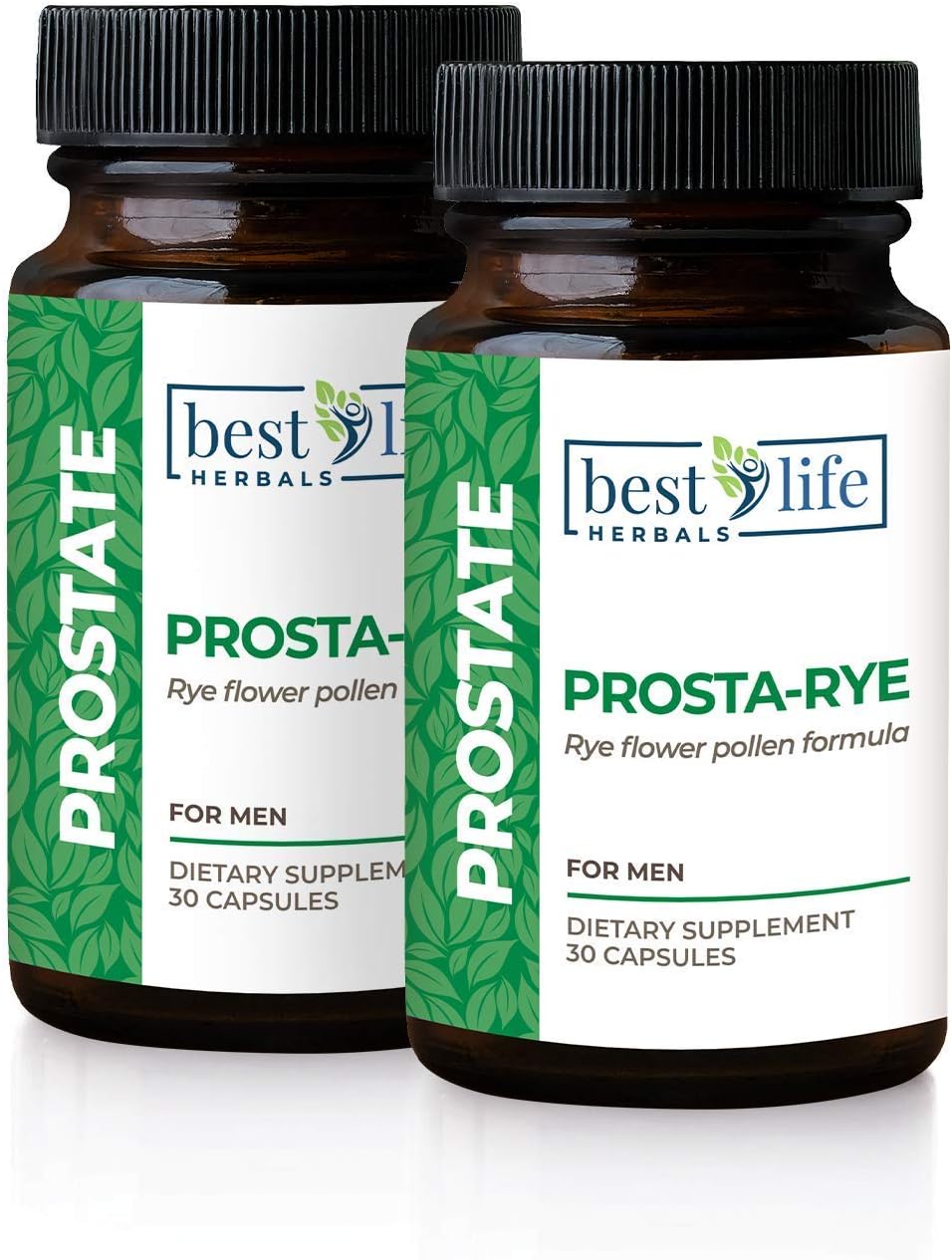 Best Life Herbals Prosta-Rye - Natural Prostate Supplement for Men Experiencing an Enlarged Prostate, Frequent Urination, Overactive Bladder - 2 Bottles, 60 Capsules