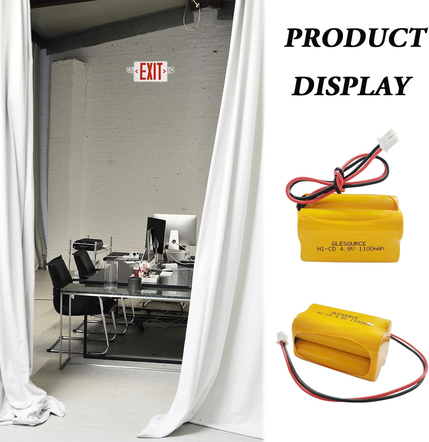 4.8 Volt Exit Sign Battery Replacement Compatible for BL93NC487 Lithonia ELB B006 Lithonia ELBB006 ELNICD48700 Exit Sign with Emergency Lights (10 Pack)