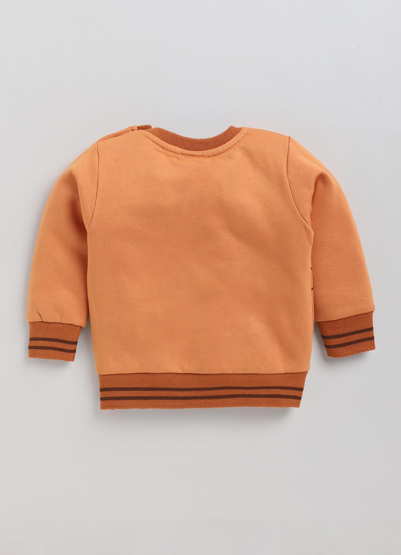 Wonderchild Cotton Printed Sweater/Sweatshirt/Pullover for New Born Baby Girl/Boy/Kids Round Neck Full Sleeve Casual Winter Wear with Snap Button Rust 1