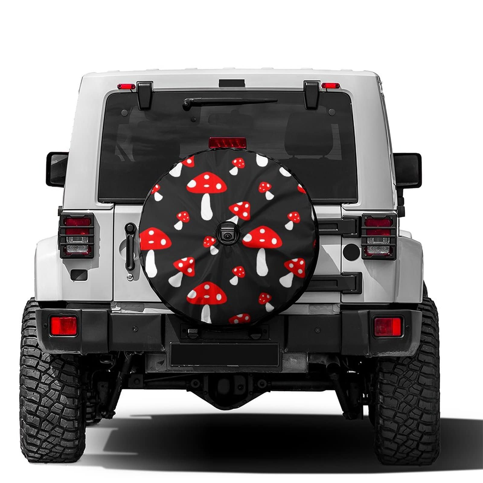 Delerain Spare Tire Cover with Backup Camera Hole Mushroom Wheel Covers Waterproof Dust-Proof UV Sun Universal Fit for Jeep Trailer RV SUV Truck (18 Inch for Diameter 32"-34")