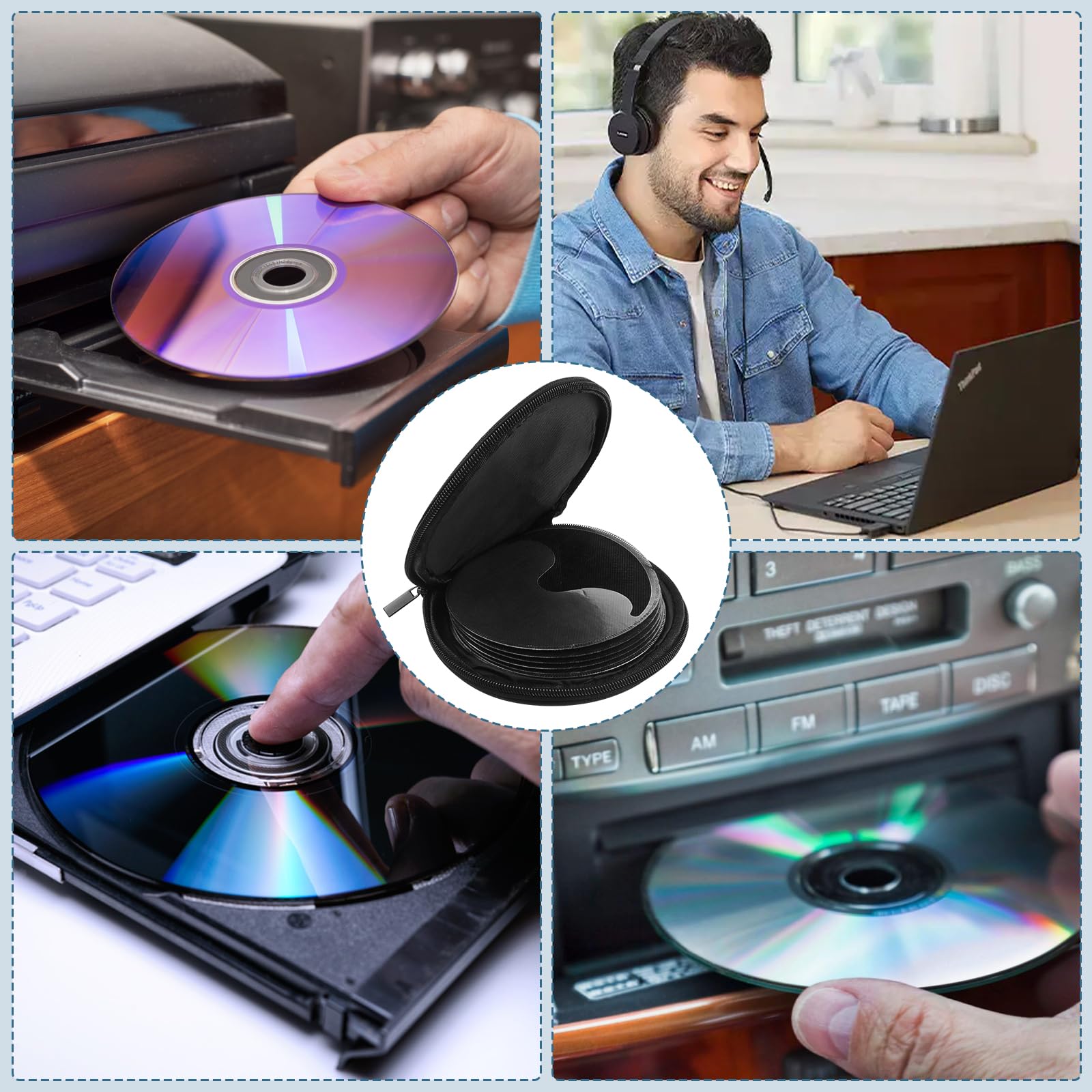 Notoke CD Aufbewahrung Auto für 20 CDs/DVDs – wasserdichte Oxford-Tasche, Tragbarer DVD CD Ordner für Fahrzeug & Reisen Computer & Zubehör