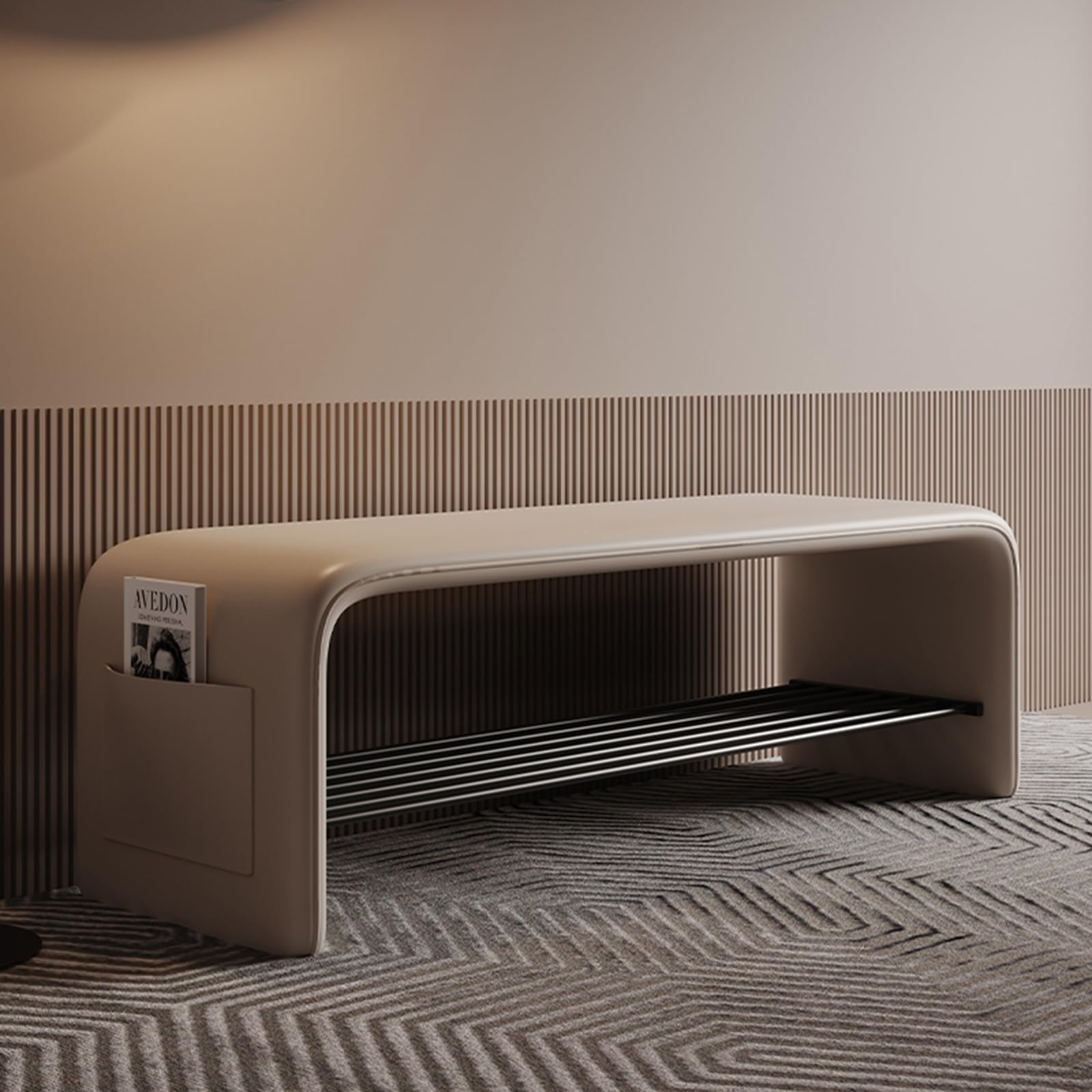 Banc à chaussures à 2 niveaux beige 80x35x40 cm pour l'entrée et la chambre