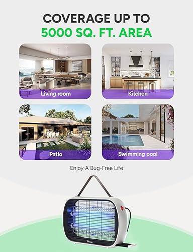 Miniatura 7 de Buzbug Exterminador de insectos para interiores de 5000 pies cuadrados, 2 bombillas de repuesto adicionales, 20 W, matamoscas de mosquitos