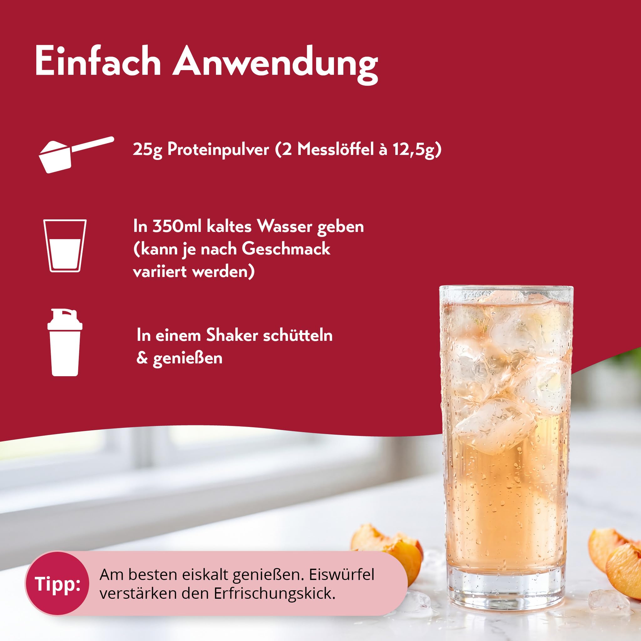 pureSGP® Clear Protein Peach Ice Tea[500g] Whey-Isolat in Apothekenqualität | Erfrischender Peach Iced Tea Geschmack. Klar, leicht und optimal in Wasser löslich. Zuckerfrei und mit hoher Bioverfügbarkeit