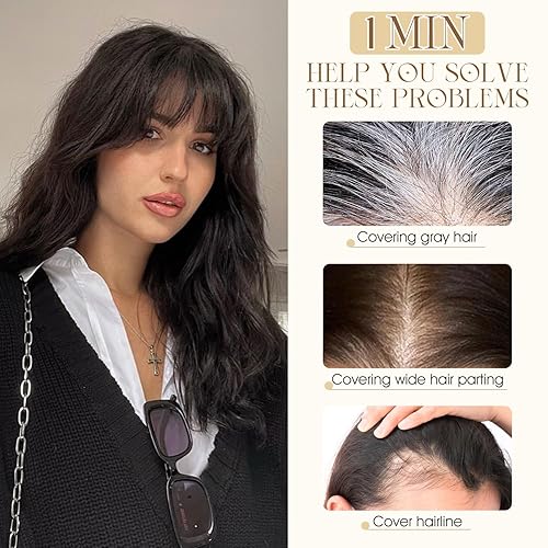 Miniatura 6 de Clip in Bang - Topper de cabello humano con flequillo de aire Wispy para mujer, extensiones de cabello con flequillo para uso diario, cubierta de