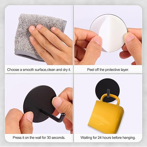 Miniatura 5 de Ganchos adhesivos resistentes, con capacidad para 20 libras, extra grandes y largos autoadhesivos en el colgador, ganchos redondos y anchos, para