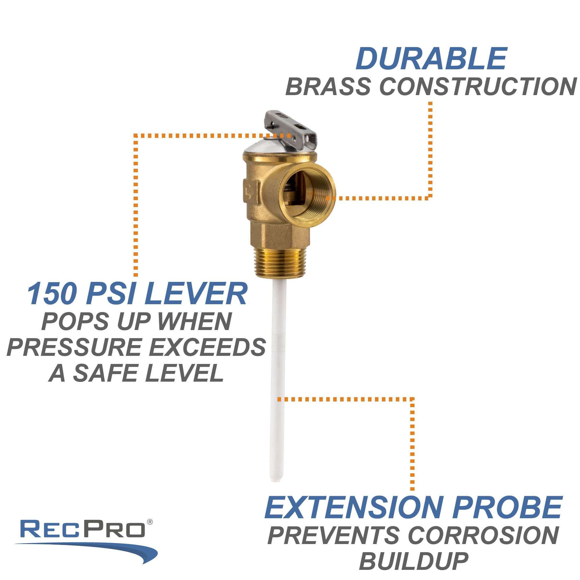 RecPro 3/4" valvola limitatrice di pressione RV con 4" sonda rivestita in resina epossidica