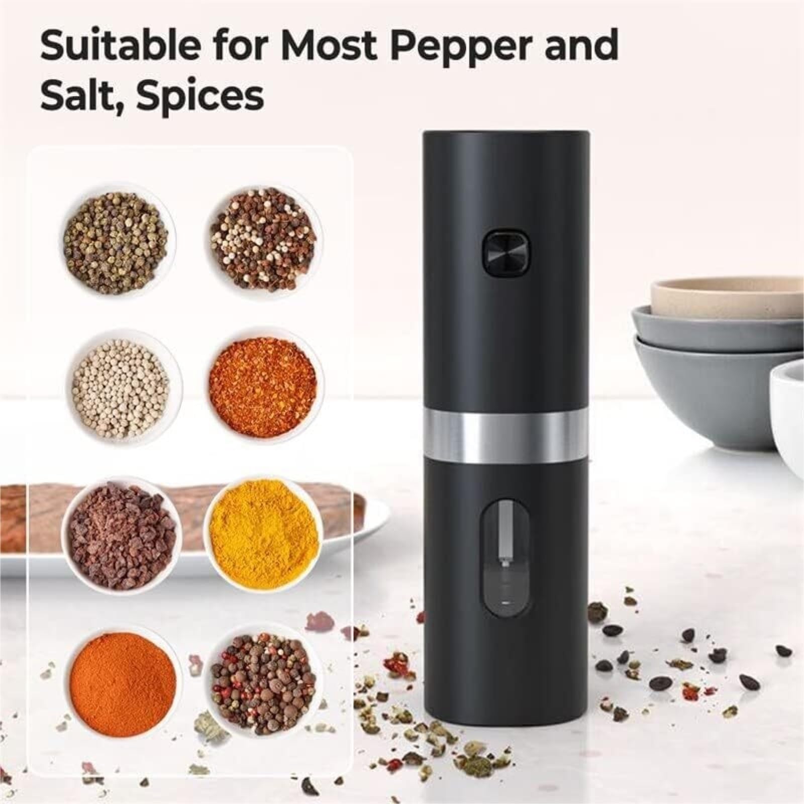 Macina Sale e Pepe Set Macina Sale E Pepe Elettrico, Macina Pepe Nero A Batteria (senza Batteria) Macinasale e Macinapepe
