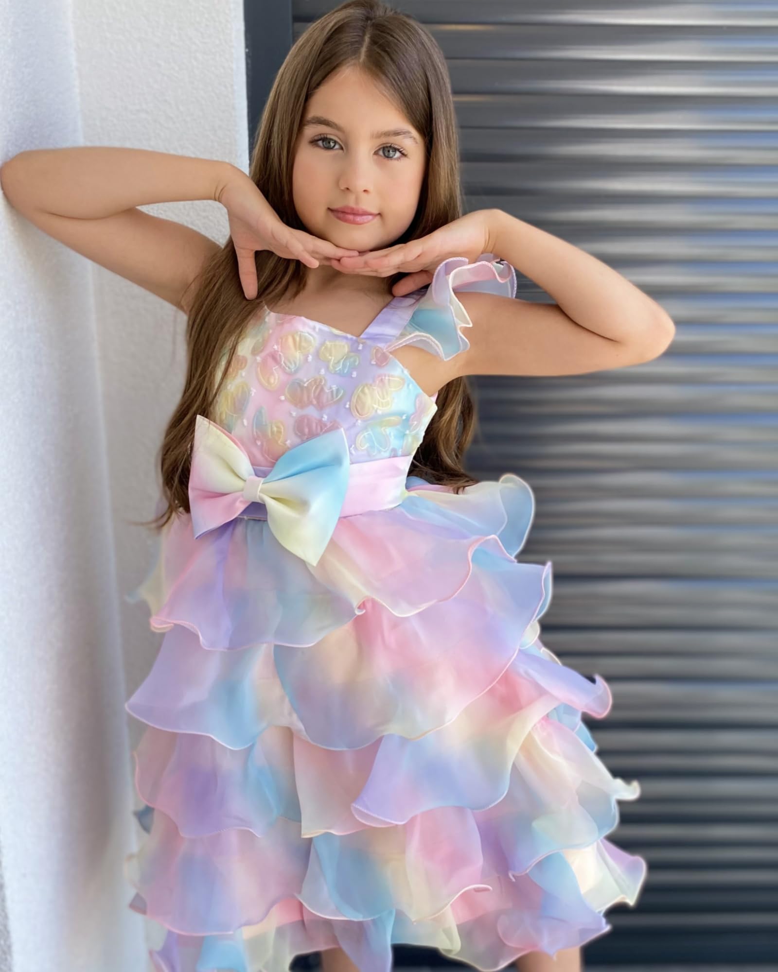 Miipat Niña Vestidos de un Hombro con Lentejuelas Princesa Sin Mangas Vestido de Dama de Honor de Boda Vestido de Tul para Fiesta