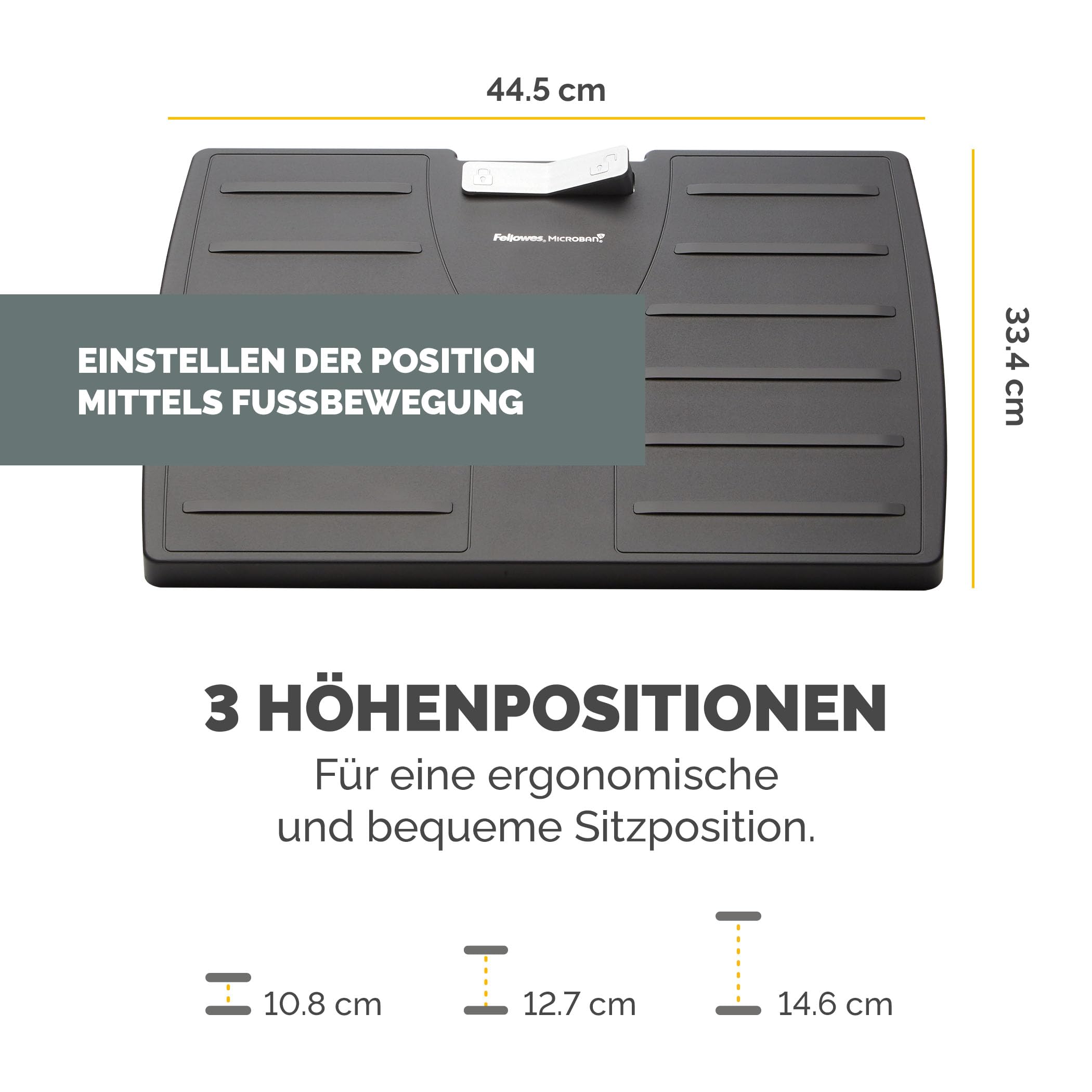 Fellowes Fußstütze Office Suites - mit antibakteriellem Microban Schutz - flexibel verstellbar und fixierbar - ergonomisch - für Büro und Home Office - schwarz
