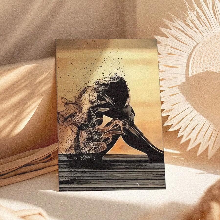 Peinture sur toile abstraite femme avec cadre pour habiller un mur vide de salon - 2