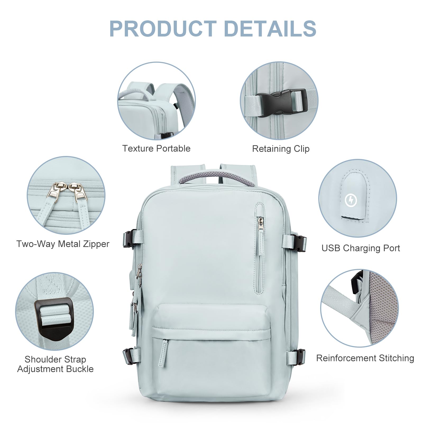 Zaino da Viaggio per Easyjet 45x36x20 Bagaglio a Mano Zaino Borse da Cabina per Ryanair Il Sedile Zaino Aereo Bagaglio a Mano Donna Borsa Cabina Viaggio Zaino Travel Viaggio Casual Daypack,C3-Blu