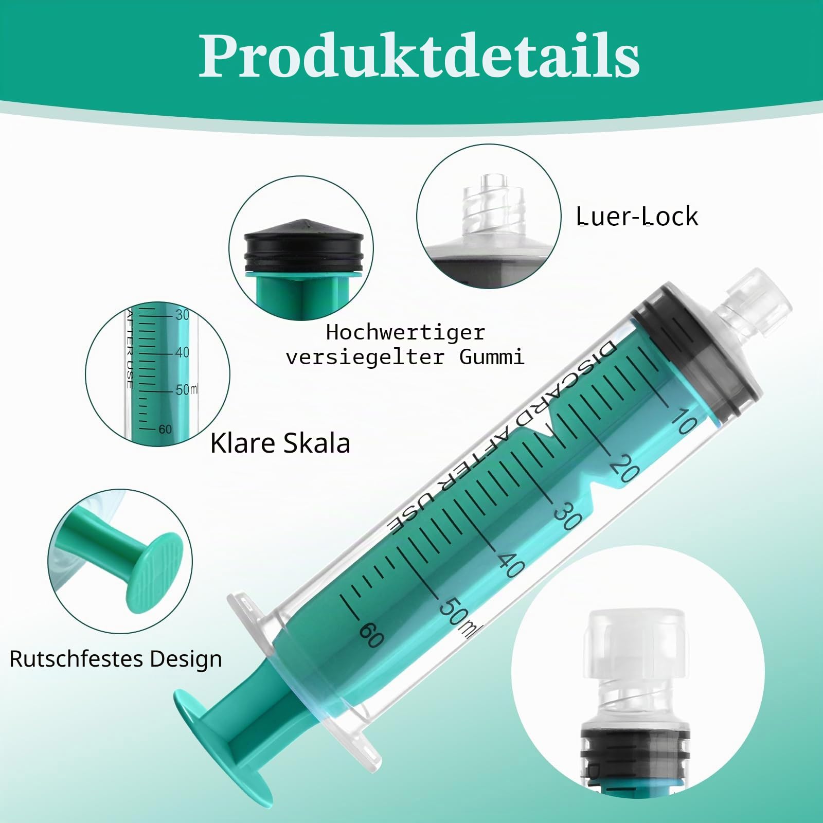 20 Stück Spritzen 60ml Kolostrum Große Spritze, Einwegspritze ohne Nadel Plastikspritze Luer-Lock Einzeln Verpackt Syringe, Dosierspritze für Labore, Flüssigkeitsmessung, Fütterung Haustiere