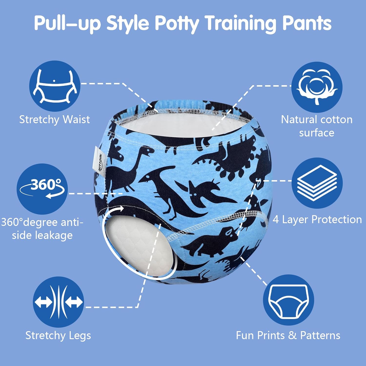 Baby Cotton Training Pants 6 Packs Toilet Training Underpants Absorbent Toddler Potty Training Underwear 2T-5T - Image 3