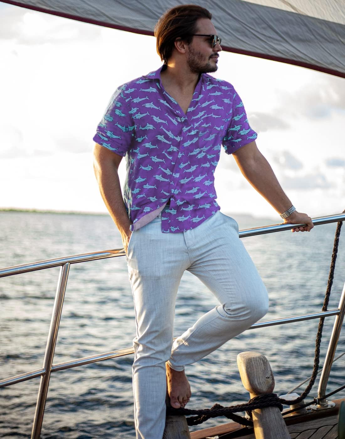 LRD Men's Novelty Casual Button Down Shirt Short Sleeve Hawaiian Dress Shirts - Image 2