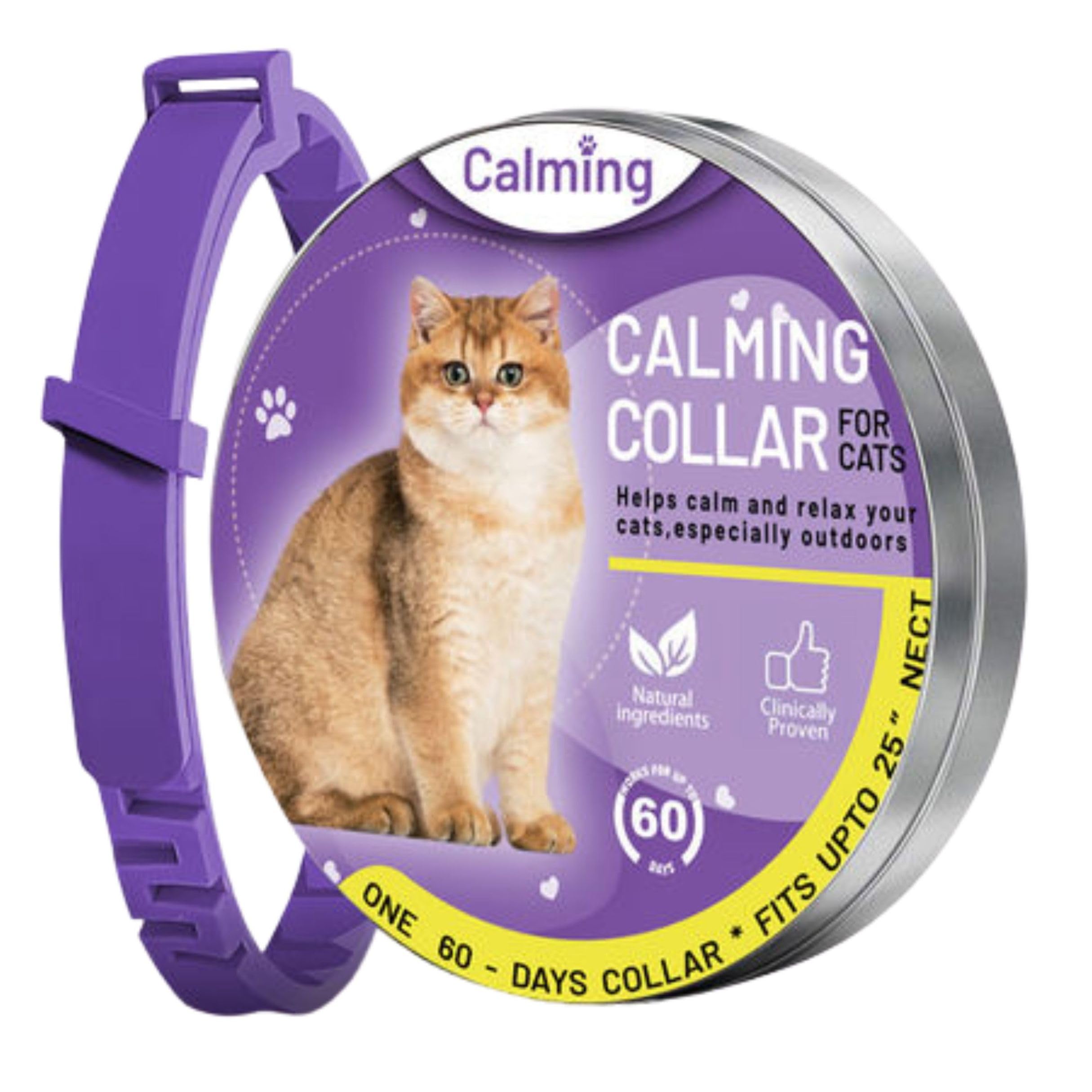 Calming Collar for Cats, Long-Lasting Pheromone Collar Helps Calm Cats for 60 Days, Reduces Stress, Helps Calm Cats from Anxiety, Loud Noises, and