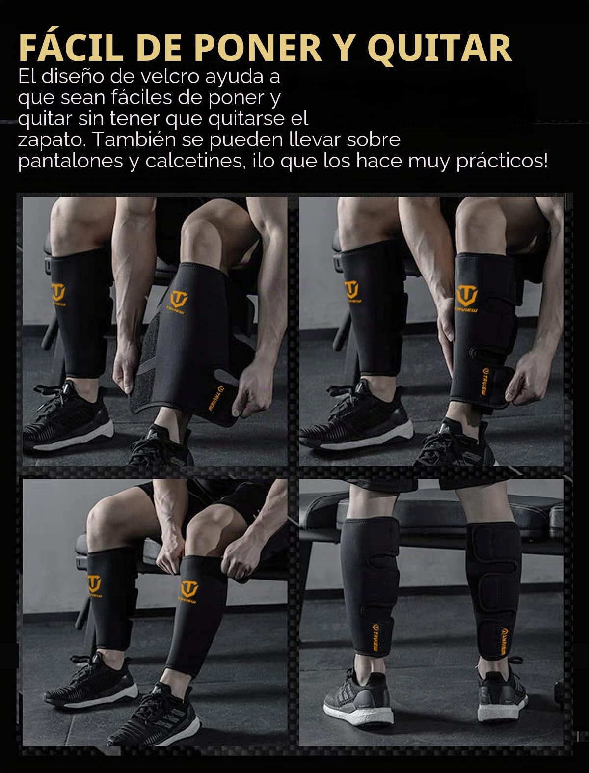 Espinilleras de levantamiento de pesas, soporte de pantorrilla, neopreno de 5 mm de grosor para espinilleras EasyWear Deadlift, pantalones y mallas de entrenamiento