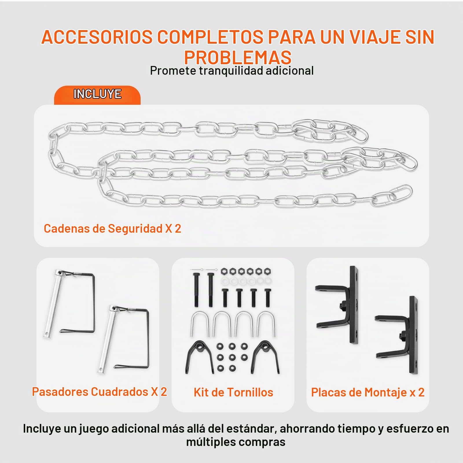 VEVOR Barra de Remolque, 2495 kg con Cadenas, Montaje de Parachoques Universal con Recubrimiento de Polvo de Aleación de Acero, Acoplador de Enganche de Bola de 2", Apertura de 1000 mm, para Camión