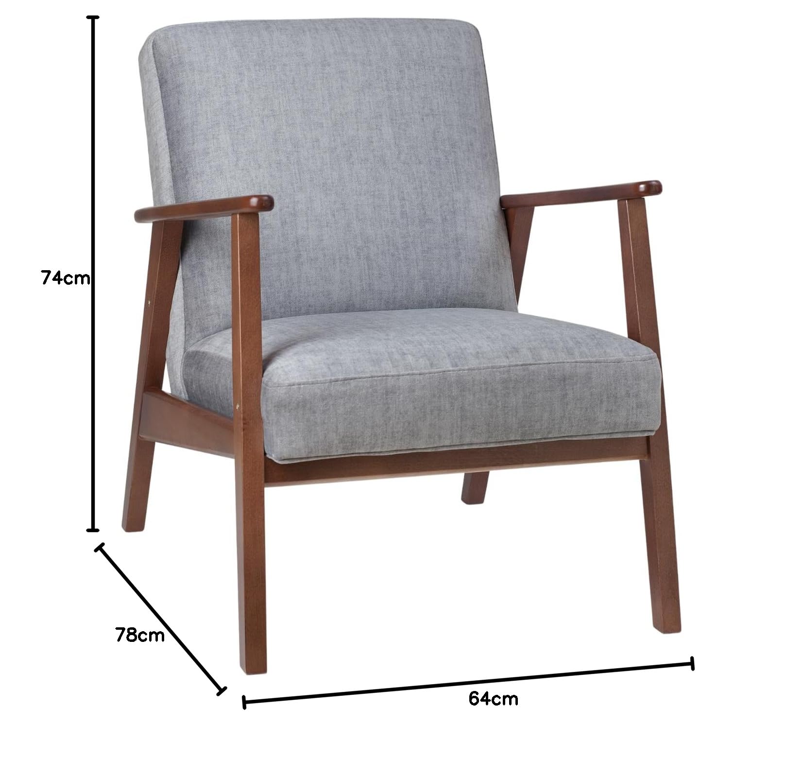 Butaca Teka Antimanchas de Estilo nórdico - Butacas de Salon Madera Haya Maciza - Totalmente MONTADA - Fabricado en España (Gris Nogal)