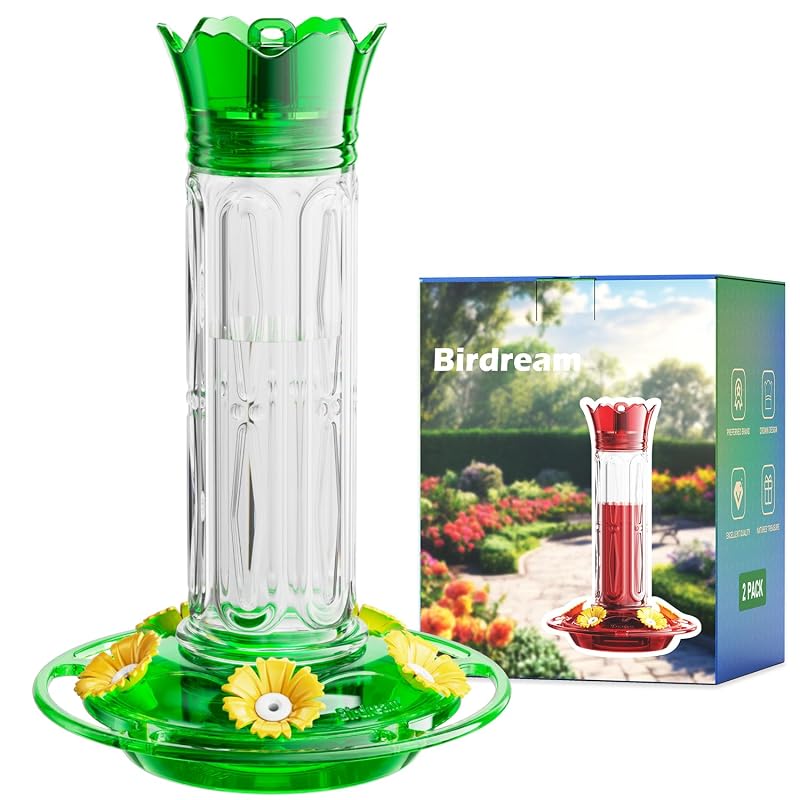 Comedouro para beija-flores Birdream de plástico com 5 portas e fosso para formigas, Verde, 300 mL
