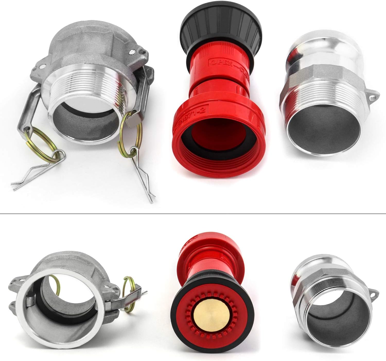 QWORK Fire Hose Nozzle, 2" Heavy Duty NPSH/NPT Fire Equipment Constant Flow Fog Nozzle, with Aluminum Camlock Fitting